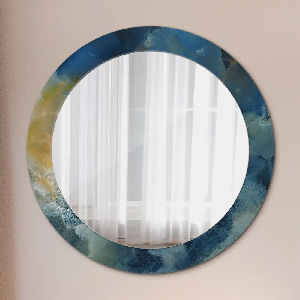 Rund spegel med tryckt Onyx marmor