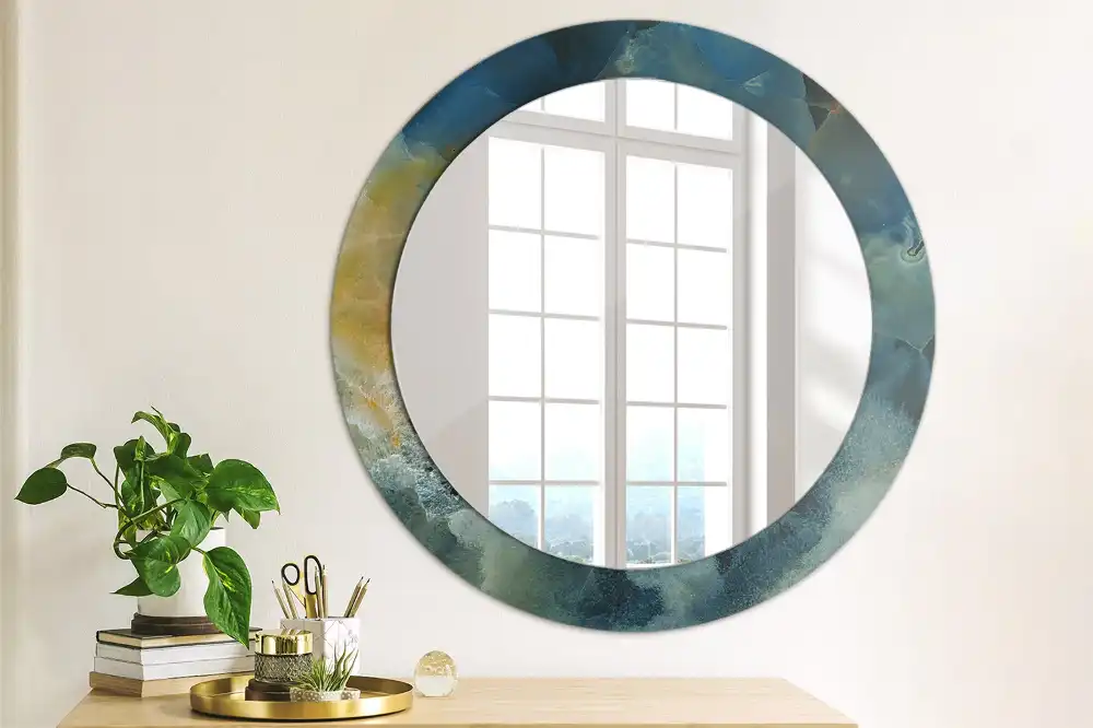 Rund spegel med tryckt Onyx marmor