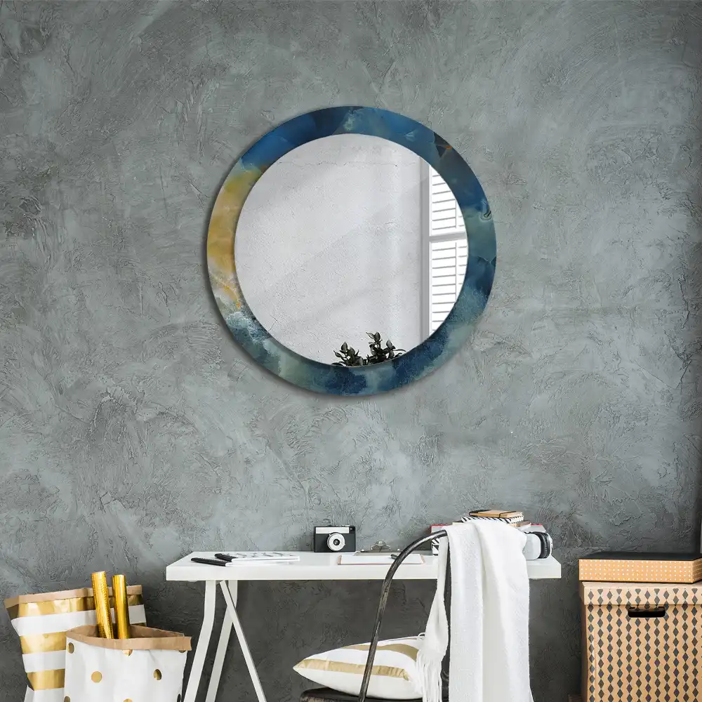 Rund spegel med tryckt Onyx marmor