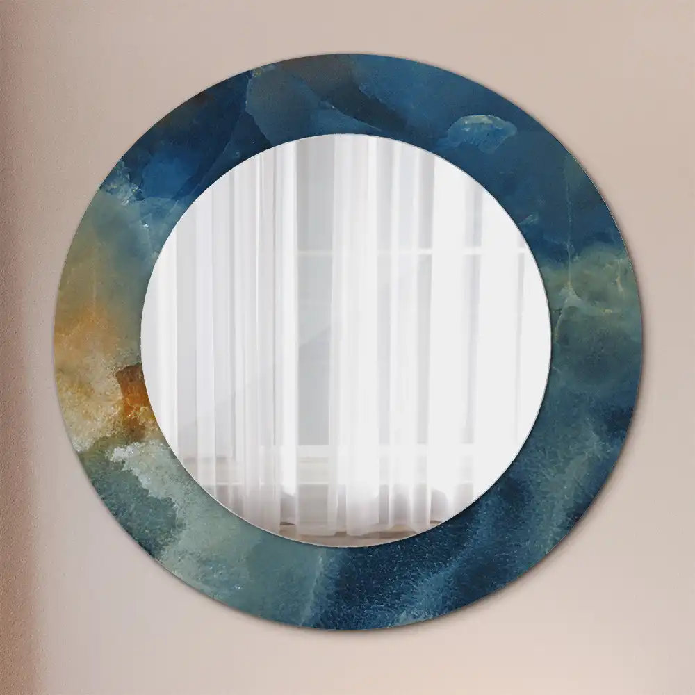 Rund spegel med tryckt Onyx marmor
