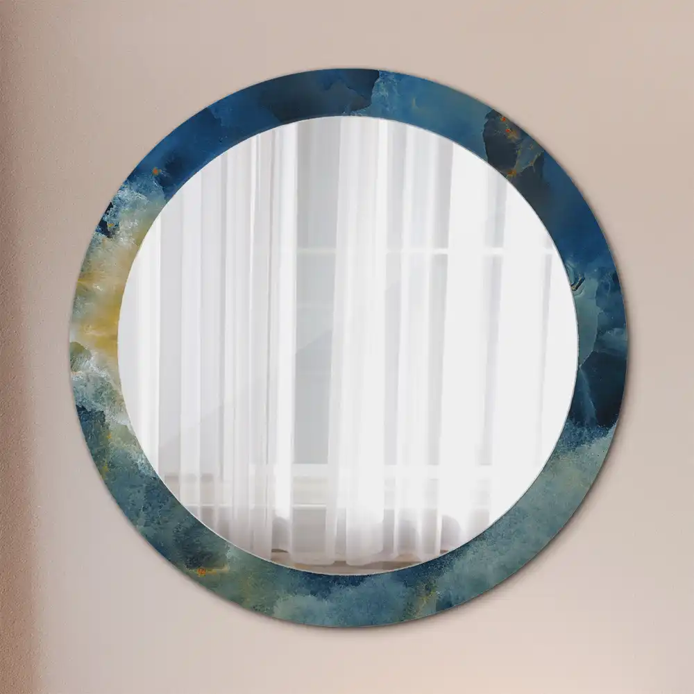 Rund spegel med tryckt Onyx marmor