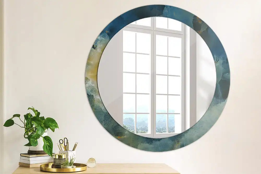 Rund spegel med tryckt Onyx marmor