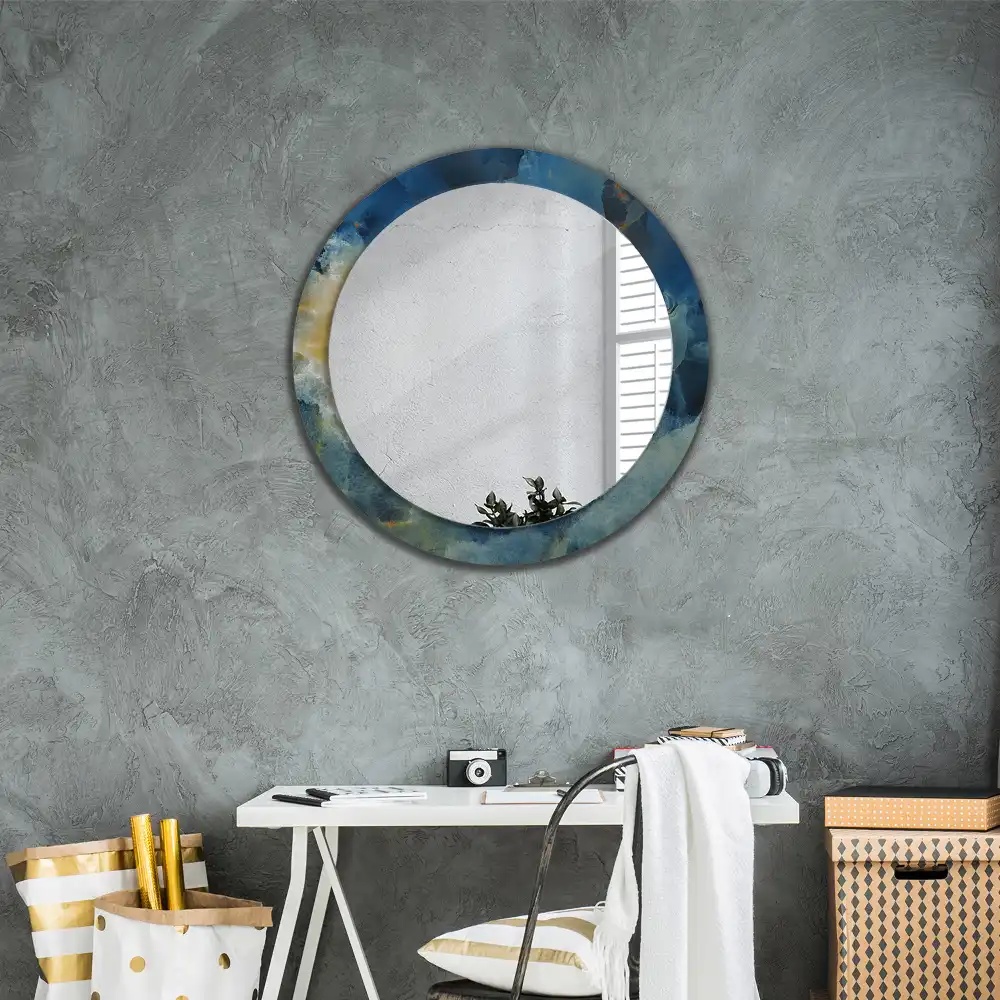 Rund spegel med tryckt Onyx marmor