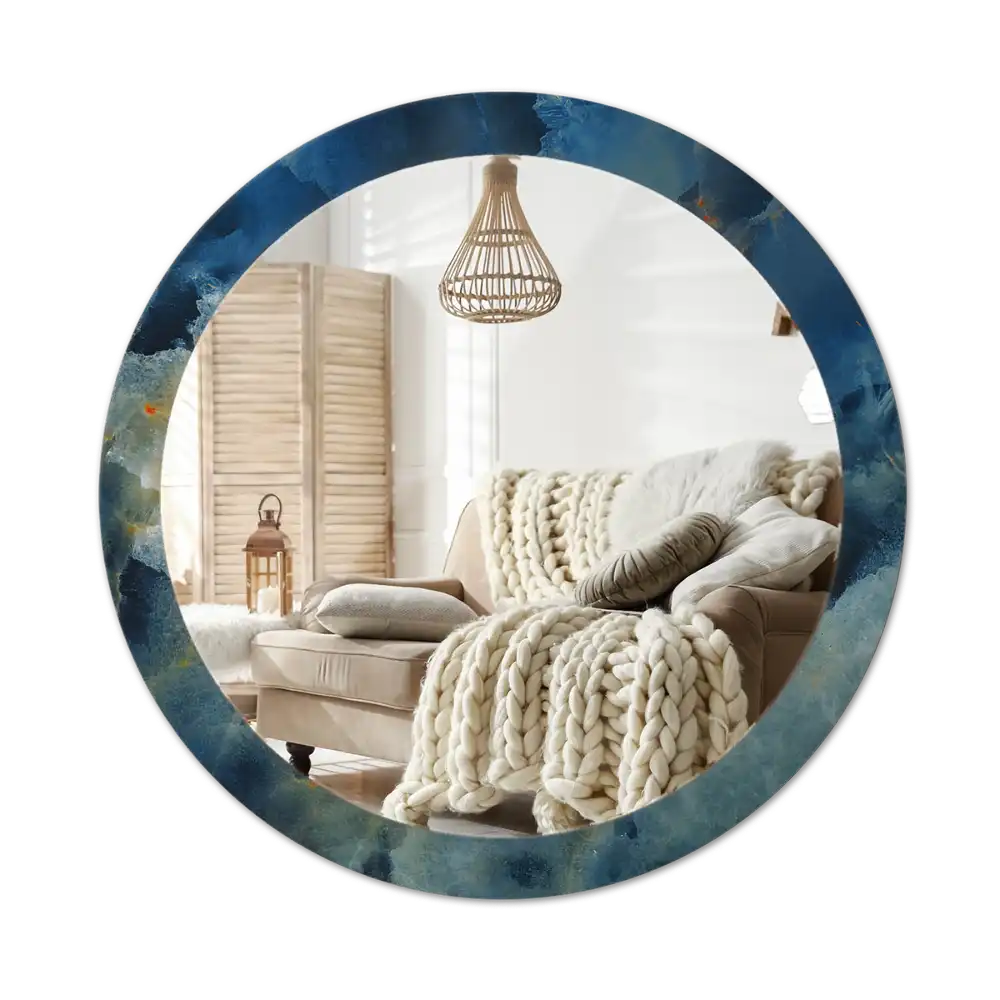 Rund spegel med tryckt Onyx marmor
