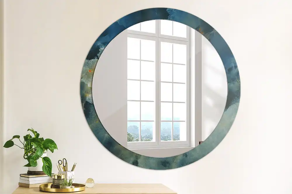 Rund spegel med tryckt Onyx marmor