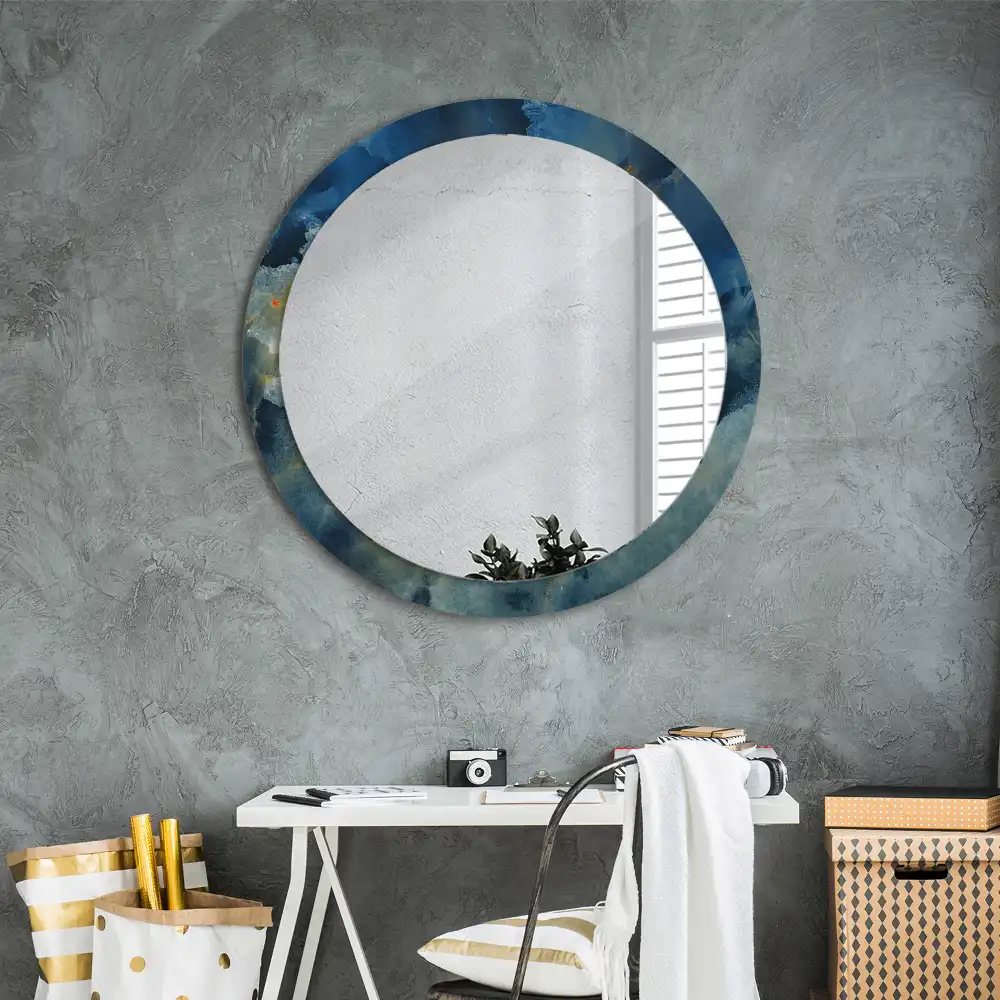 Rund spegel med tryckt Onyx marmor