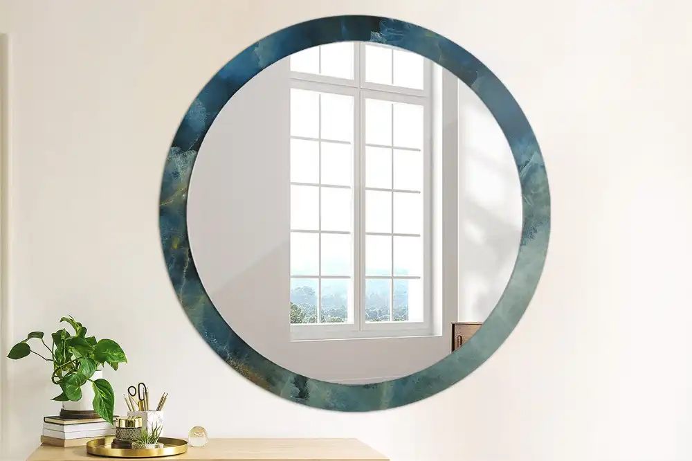 Rund spegel med tryckt Onyx marmor