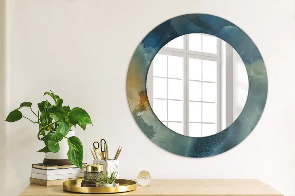 Rund spegel med tryckt Onyx marmor