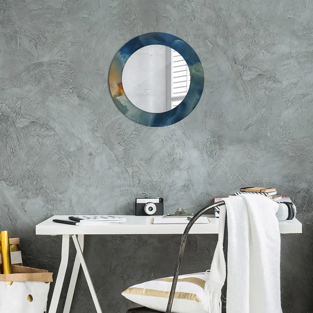 Rund spegel med tryckt Onyx marmor