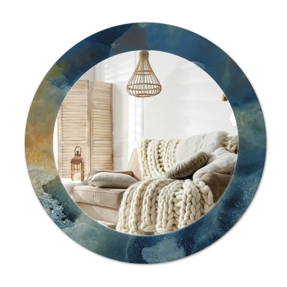 Rund spegel med tryckt Onyx marmor