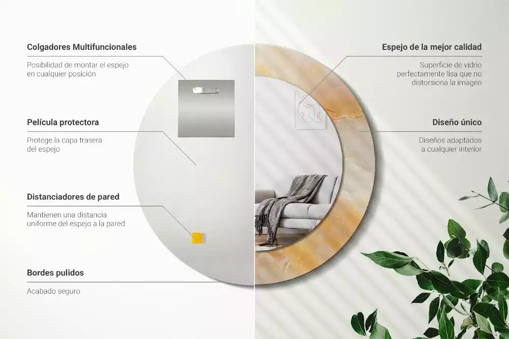 Rund spegel med tryckt ram Onyx marmor