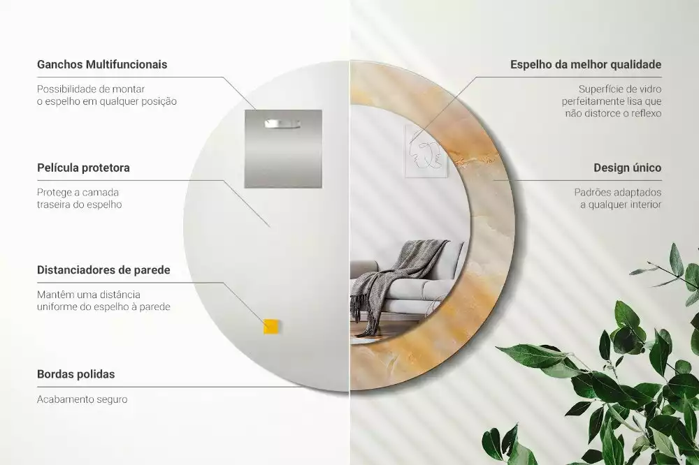 Rund spegel med tryckt ram Onyx marmor