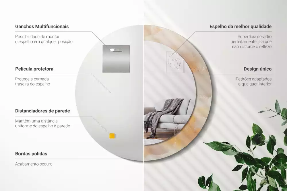 Rund spegel med tryckt ram Onyx marmor