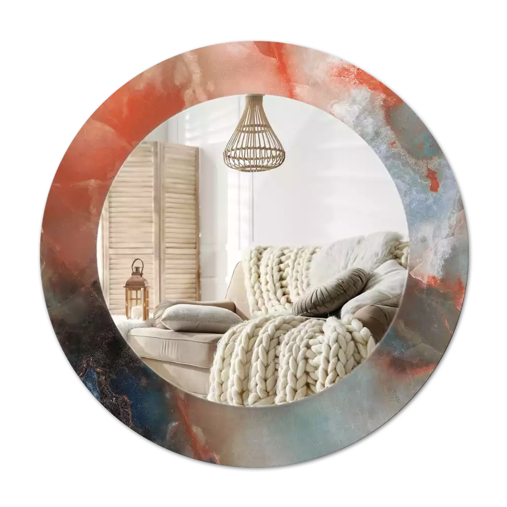 Rond spegel med tryckt ram Onyxkulor