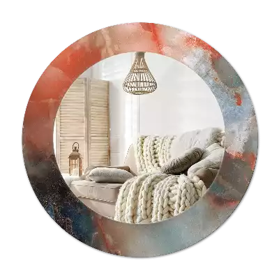 Rund spegel med tryckt ram Onyxkulor