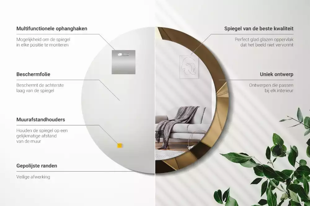 Rund spegel med tryckt ram Modern abstraktion