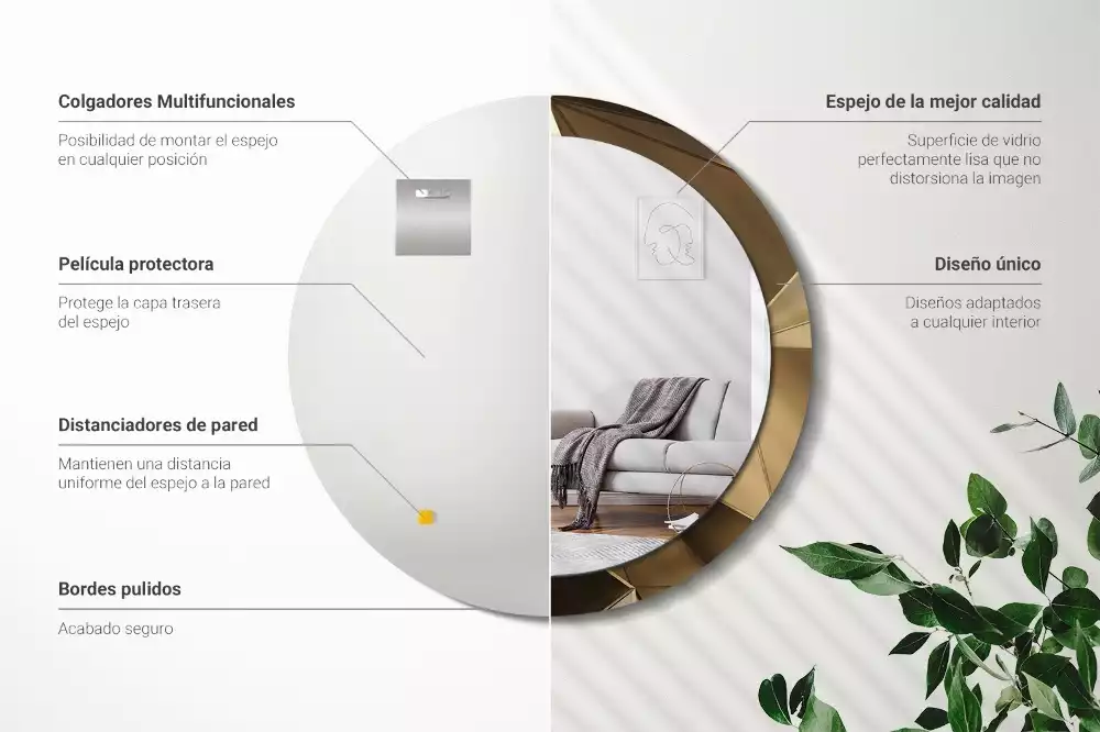 Rund spegel med tryckt ram Modern abstraktion