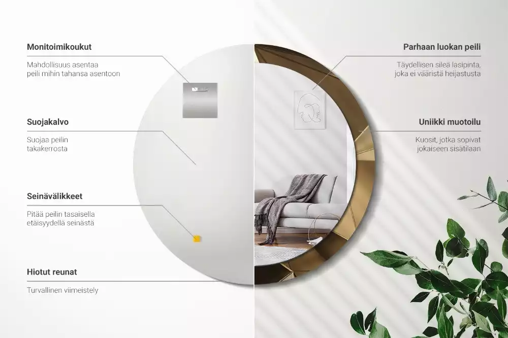 Rund spegel med tryckt ram Modern abstraktion