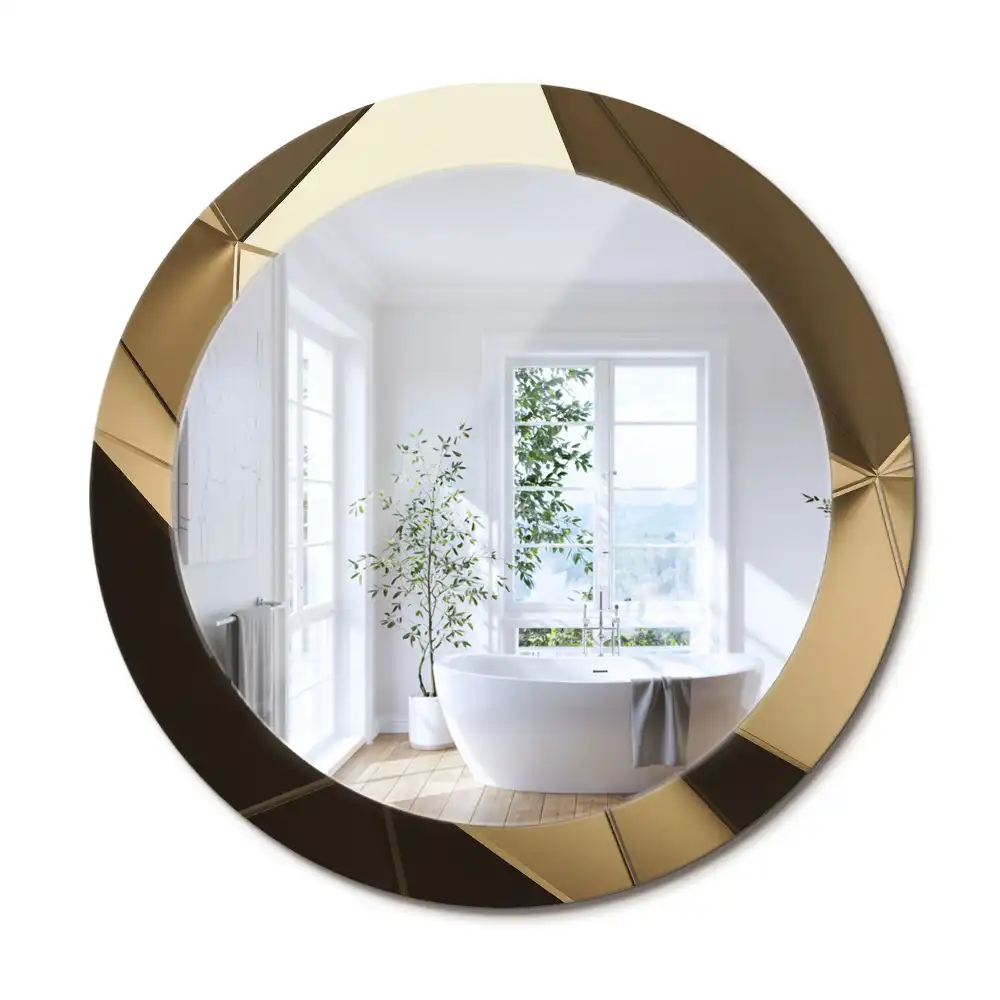 Rund spegel med tryckt ram Modern abstraktion