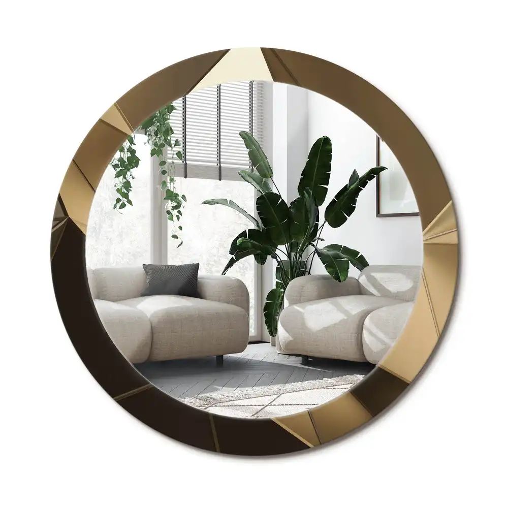 Rund spegel med tryckt ram Modern abstraktion