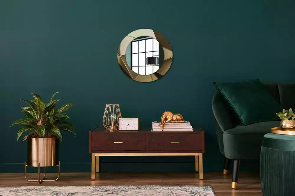 Rund spegel med tryckt ram Modern abstraktion