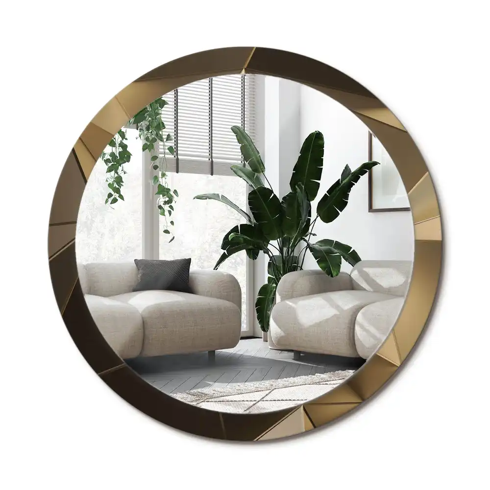 Rund spegel med tryckt ram Modern abstraktion
