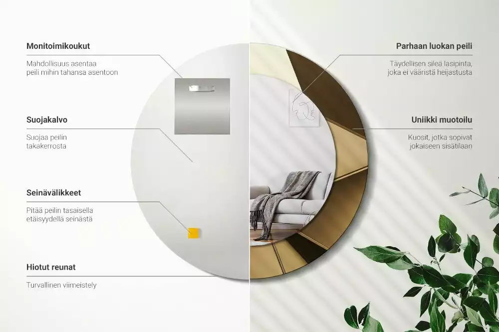 Rund spegel med tryckt ram Modern abstraktion