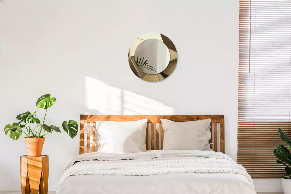 Rund spegel med tryckt ram Modern abstraktion