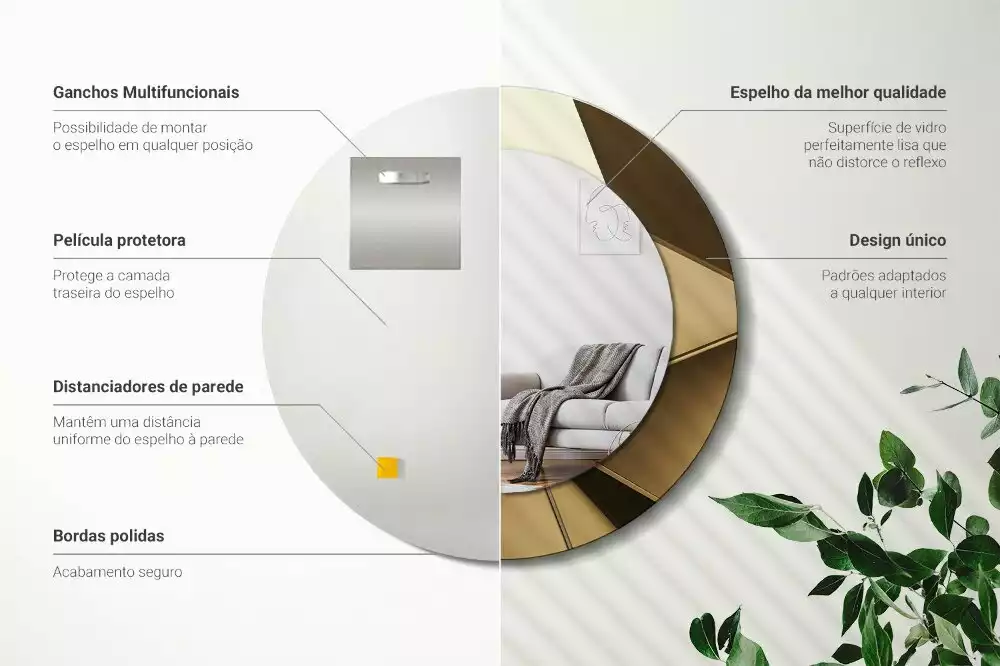 Rund spegel med tryckt ram Modern abstraktion