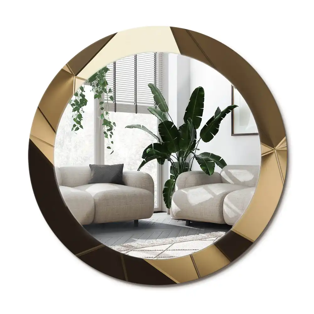 Rund spegel med tryckt ram Modern abstraktion