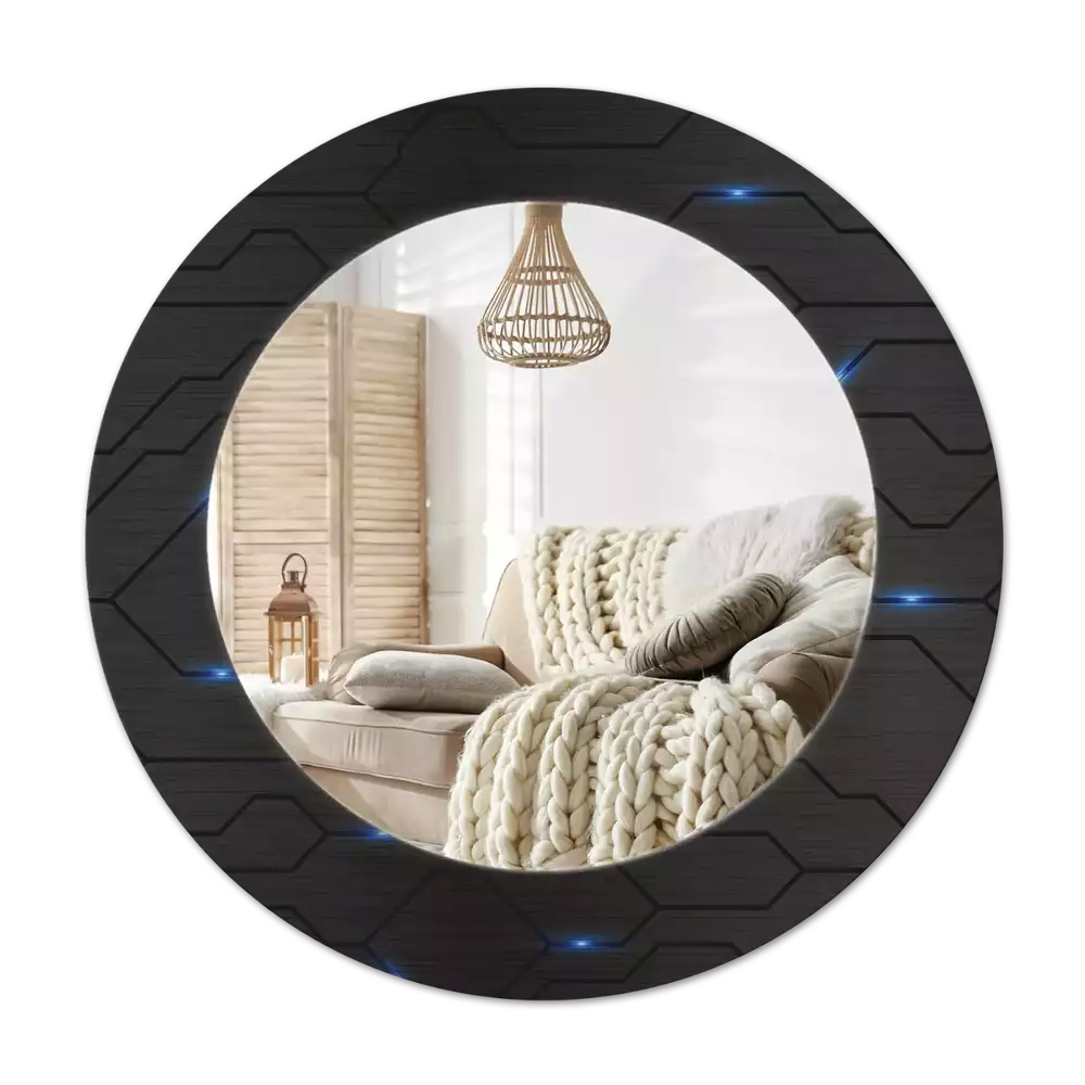 Rund spegel med tryckt Futuristisk abstraktion