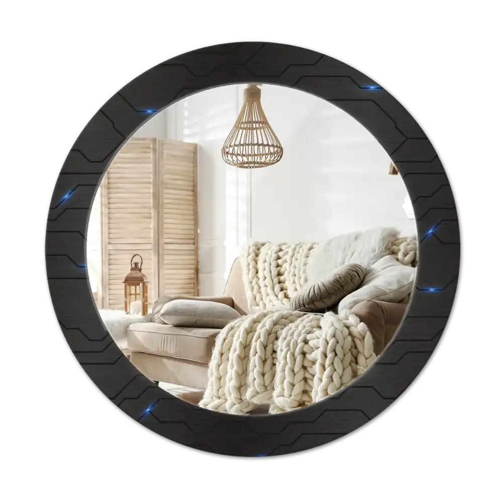 Rund spegel med tryckt Futuristisk abstraktion