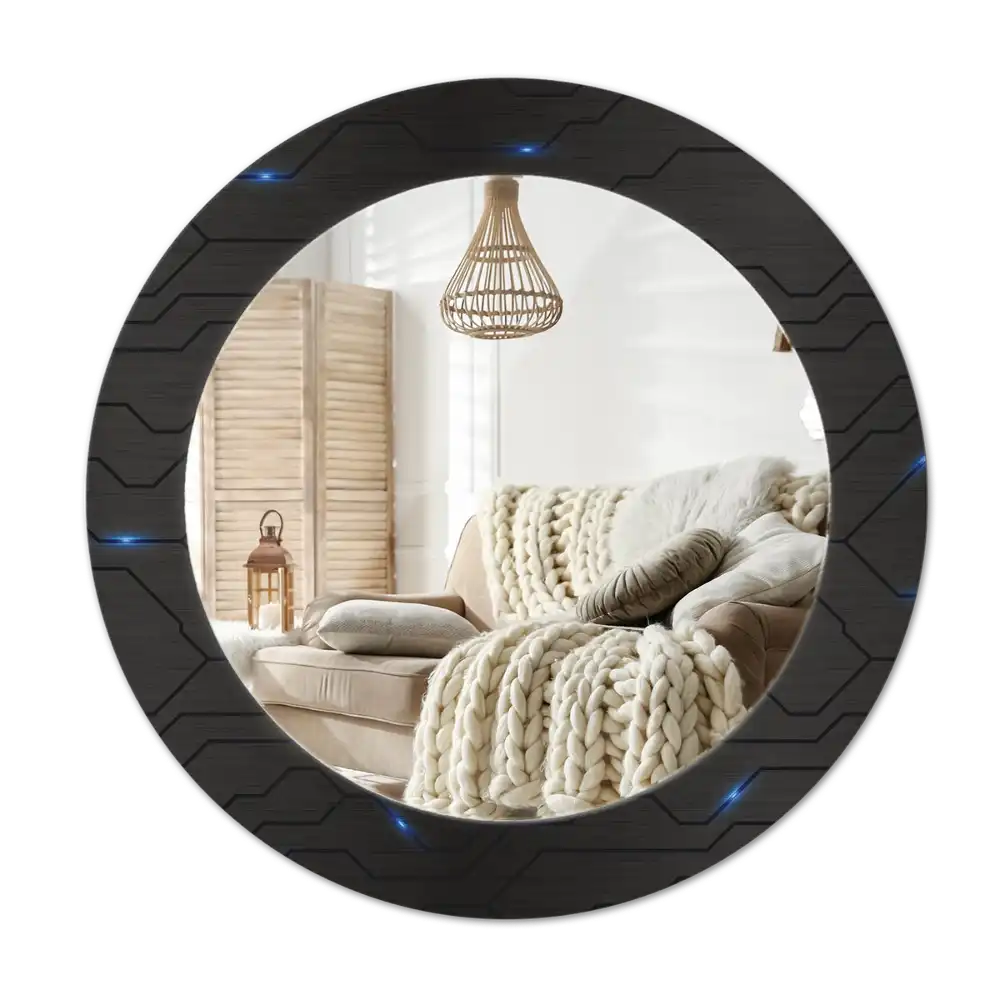 Rund spegel med tryckt Futuristisk abstraktion