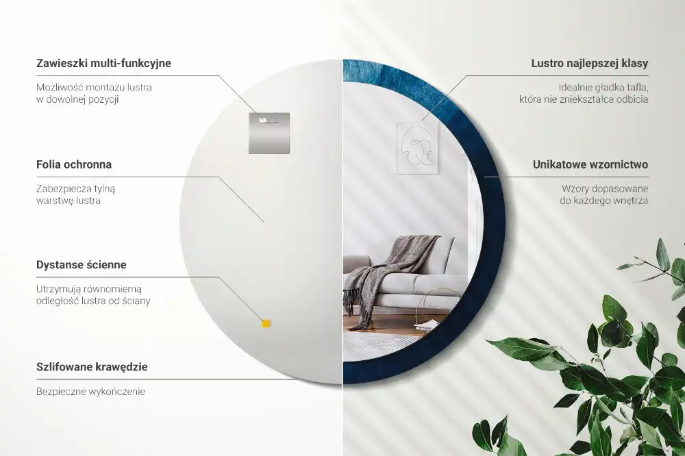 Rund spegel med tryckt Abstrakt konst