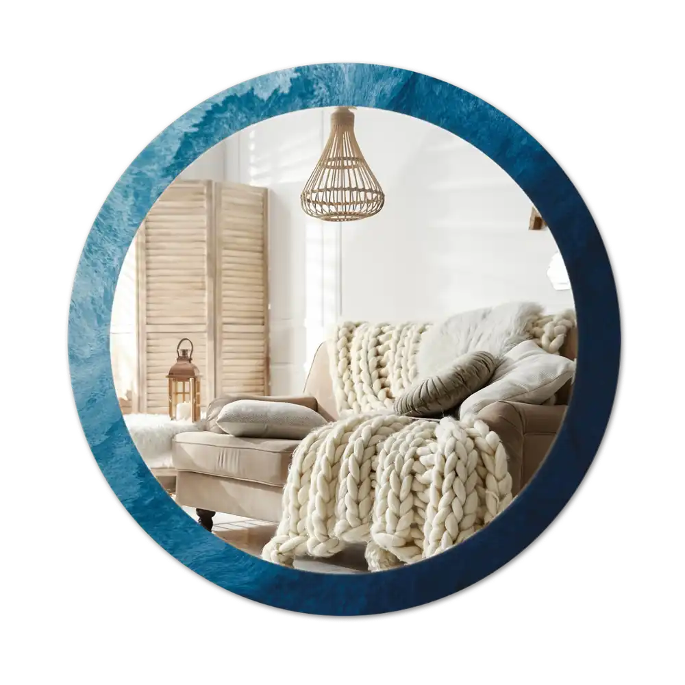 Rund spegel med tryckt Abstrakt konst