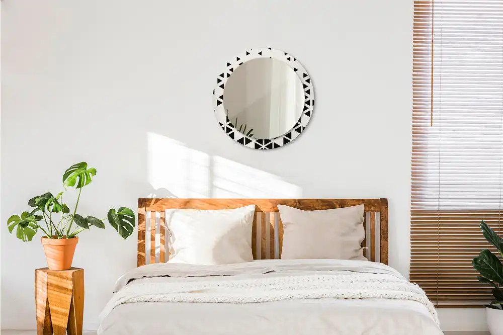 Rund spegel med tryckt Geometrisk abstraktion