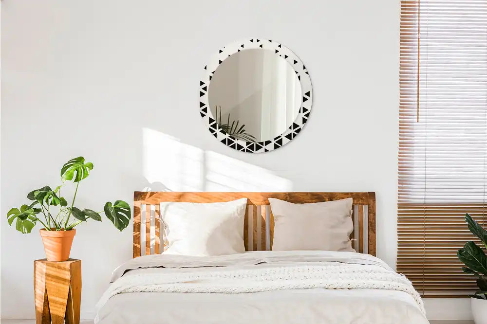 Rund spegel med tryckt Geometrisk abstraktion