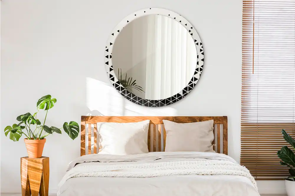 Rund spegel med tryckt Geometrisk abstraktion