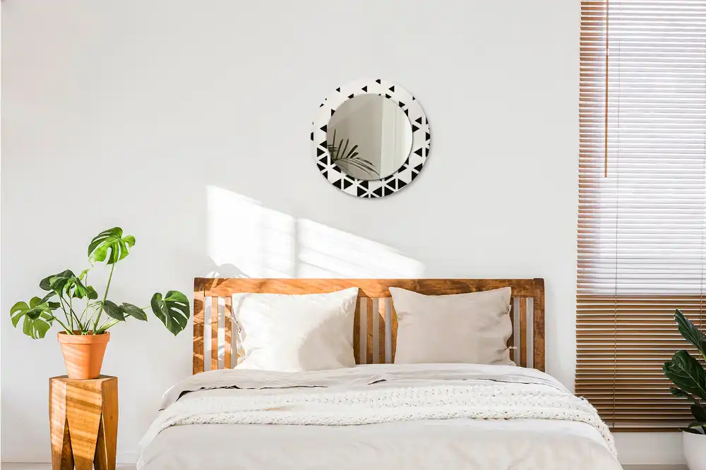 Rund spegel med tryckt Geometrisk abstraktion