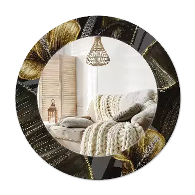 Rund spegel med tryckt ram Hibiskus blommor