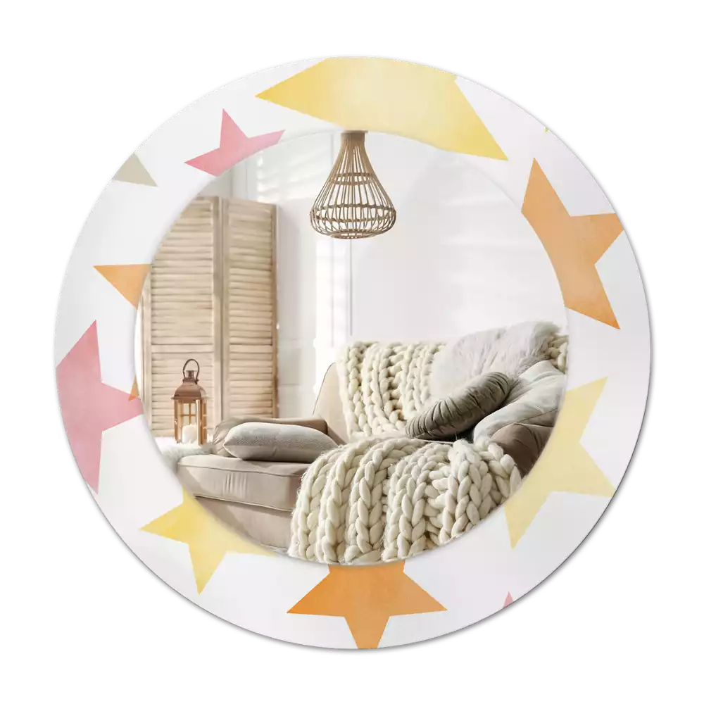 Rund spegel med tryckt Pastellstjärnor