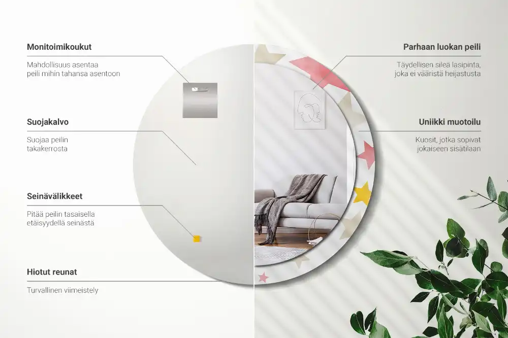 Rund spegel med tryckt Pastellstjärnor