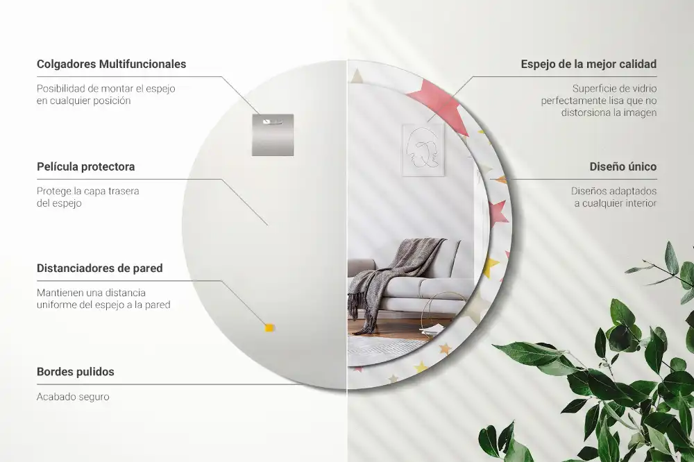 Rund spegel med tryckt Pastellstjärnor