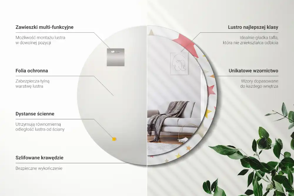 Rund spegel med tryckt Pastellstjärnor