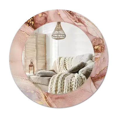 Rund spegel med tryckt Abstrakt vätska