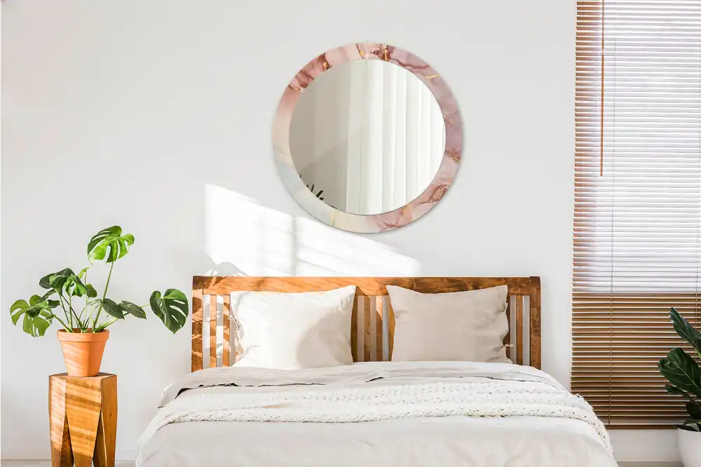 Rund spegel med tryckt Abstrakt vätska