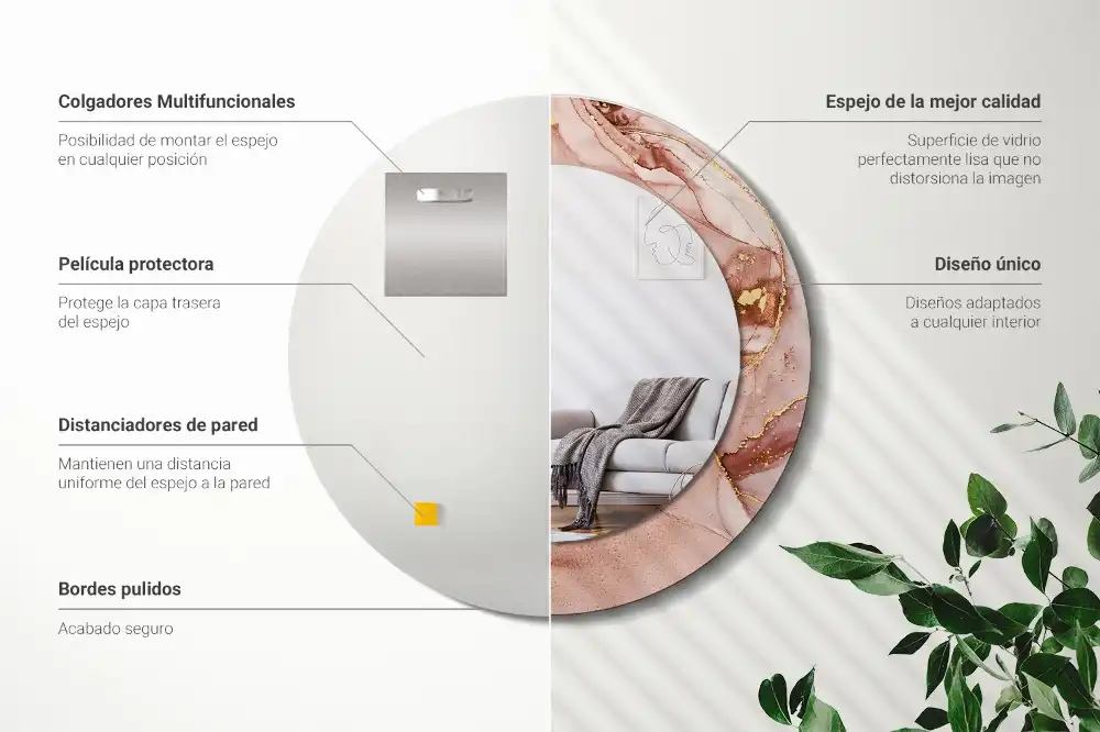 Rund spegel med tryckt Abstrakt vätska