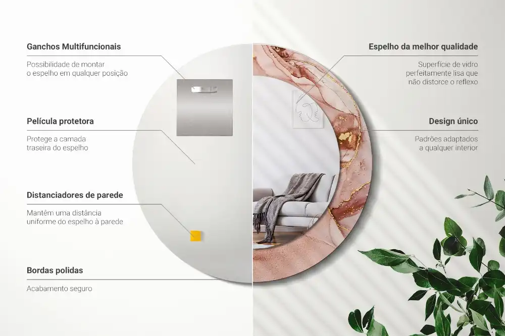 Rund spegel med tryckt Abstrakt vätska