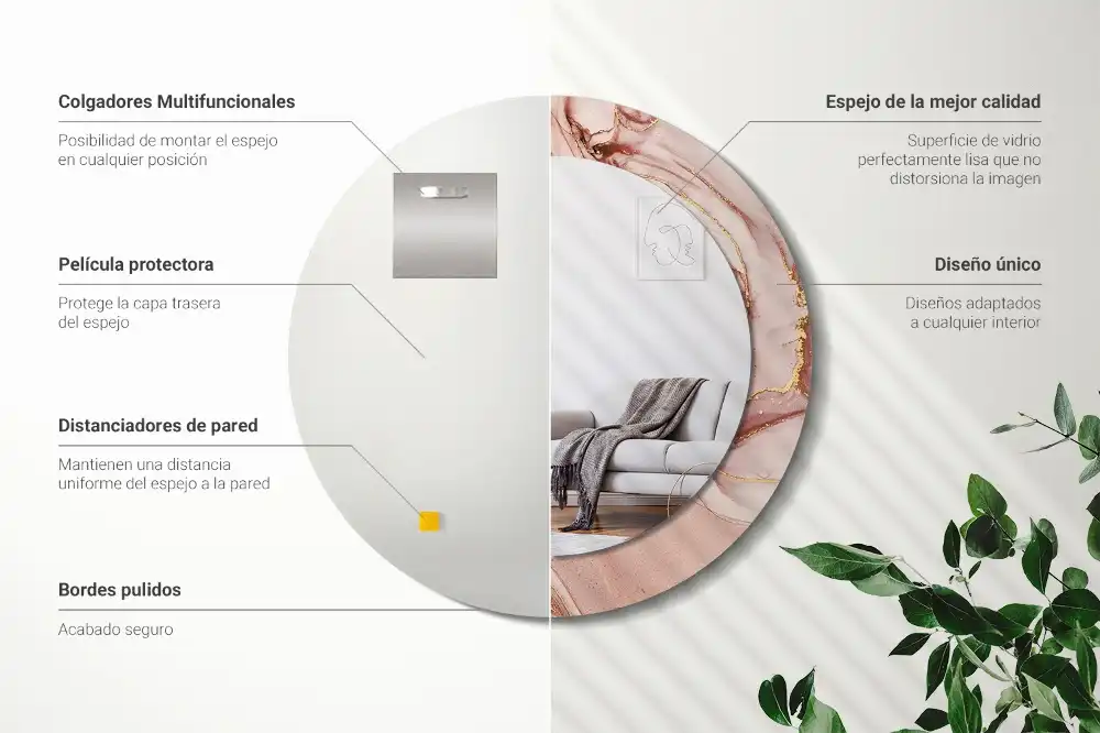 Rund spegel med tryckt Abstrakt vätska