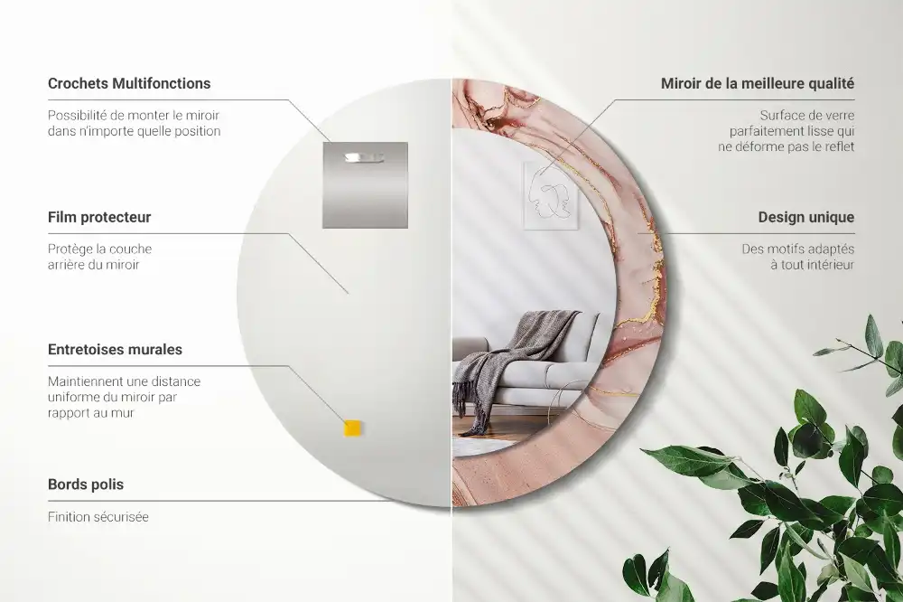 Rund spegel med tryckt Abstrakt vätska